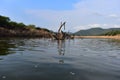 Mountain portion in Hogenakkal Falls in India